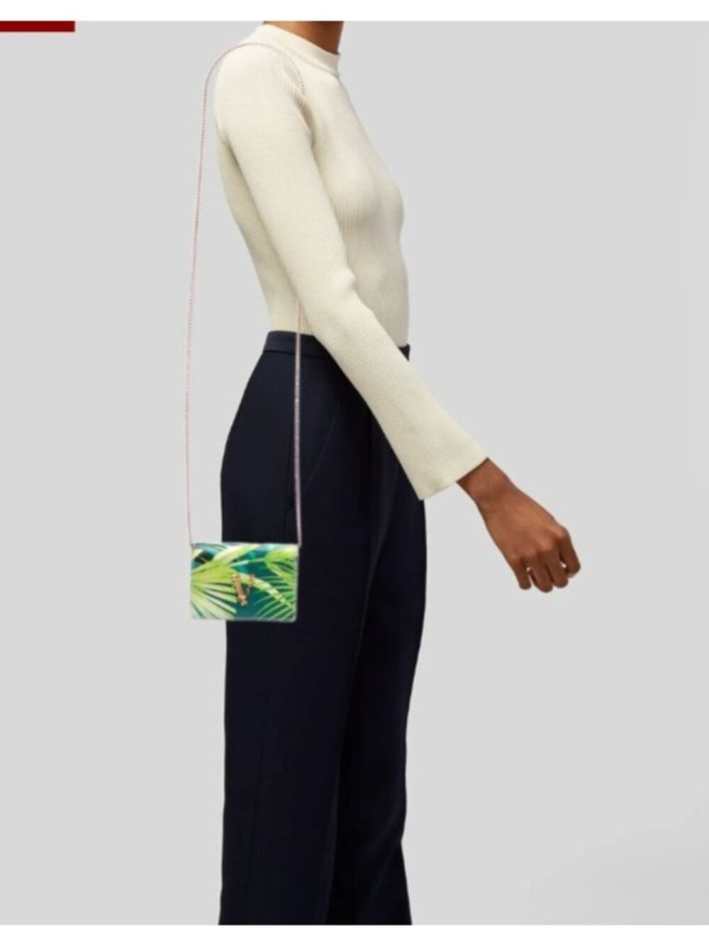 Versace Virtus Mini Jungle Print Leather Crossbody Bag With Chain Strap